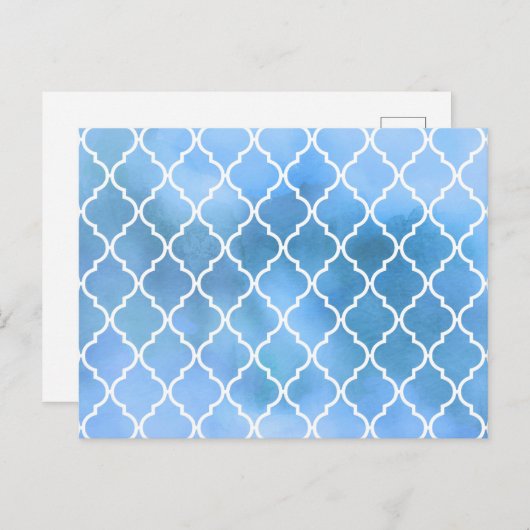 Blaue Lattizität, Quatrefolie, Trellis, Wasserfarb Postkarte (Vorne/Hinten)