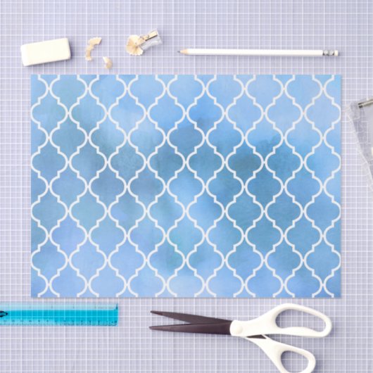 Blaue Lattizität, Quatrefolie, Trellis, Wasserfarb Seidenpapier (Handwerk)