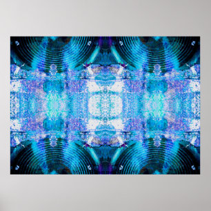 Blaue Lautsprecher an einer knackigen Wand Poster
