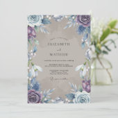 Blaue Lavendel-Blumenhochzeit Einladung (Stehend Vorderseite)
