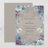 Blaue Lavendel-Blumenhochzeit Einladung (Vorne/Hinten)