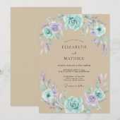 Blaue Lavendel-Erde-Rustikale Hochzeit Einladung (Vorne/Hinten)