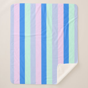 Blaue, Lavendel, Rosa und Pastell-Mintgrüne Streif Sherpadecke