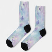 Blaue Lavendel Weiße Blumen Socken (Linkes Detail)