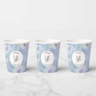 Blaue Lavendel Weiße Lila Blumen Brautparty Pappbecher