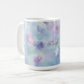 Blaue Lavendel Weiße Violette Blumen Kaffeetasse (Vorderseite Links)