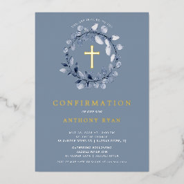 Blaue Leaf Boys Bestätigung Foil Einladung