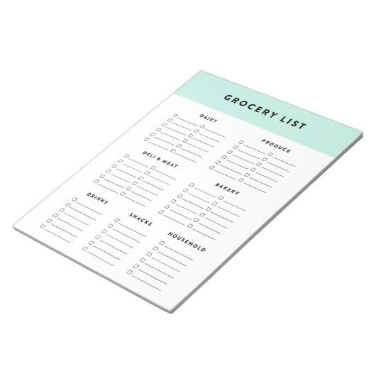 Blaue Lebensmittelliste Notizblock (angewinkelt)