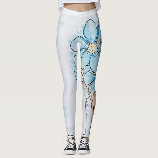 Blaue Leberblume Leggings (Vorderseite)