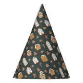 Blaue Lebkuchenhäuser-Muster-Geburtstagsfeier Partyhütchen (Links)