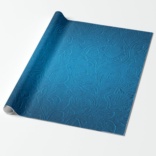 Blaue Lederoptik Geschenkpapier (Ungerollt)