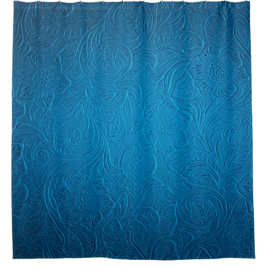 Blaue Ledertextur Duschvorhang (Vorderseite)