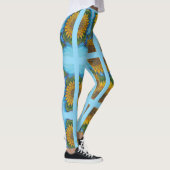 Blaue Leggings mit gelben Sonnenblumen und Streife (Rechts)