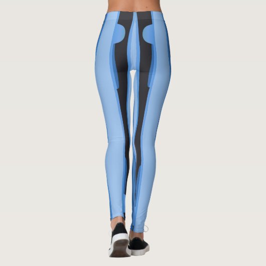 Blaue Leggings mit schwarzen Streifen (Rückseite)