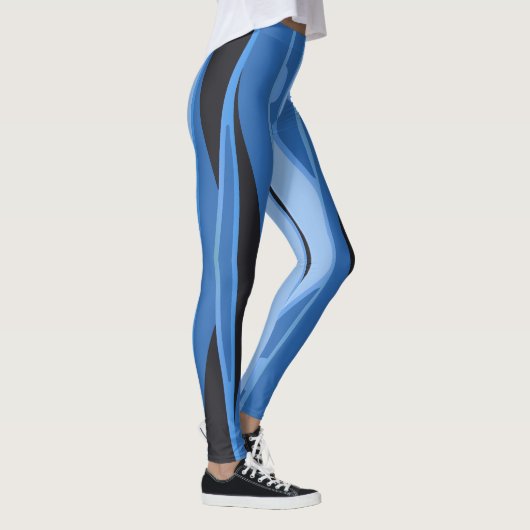 Blaue Leggings mit schwarzen Streifen (Rechts)