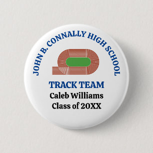 Blaue Leichtathletik-Mannschaft der High School pe Button