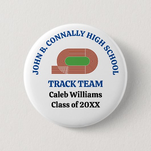 Blaue Leichtathletik-Mannschaft der High School pe Button (Vorderseite)