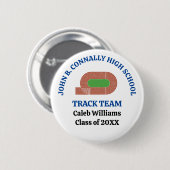 Blaue Leichtathletik-Mannschaft der High School pe Button (Vorne & Hinten)
