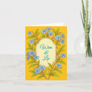 Blaue Leinen-Rustical-Hochzeit im Blumenstil  Einladung
