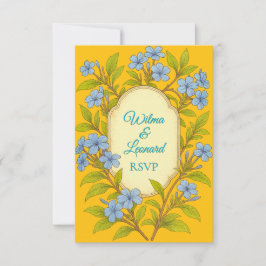 Blaue Leinen-Rustical-Hochzeit im Blumenstil  RSVP Karte