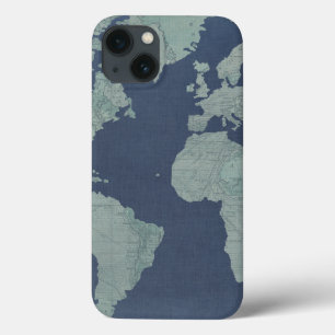 Blaue LeinenWeltkarte Case-Mate iPhone Hülle