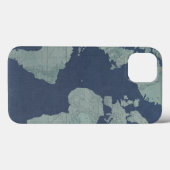 Blaue LeinenWeltkarte Case-Mate iPhone Hülle (Rückseite (Horizontal))