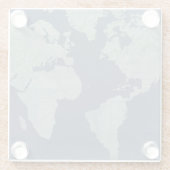 Blaue LeinenWeltkarte Glasuntersetzer (Rückseite)