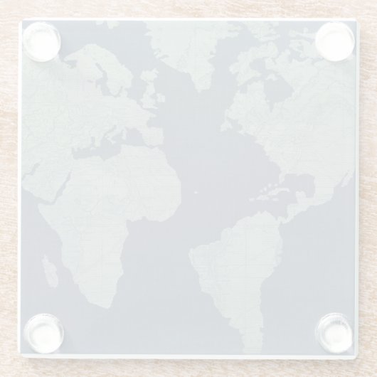 Blaue LeinenWeltkarte Glasuntersetzer (Rückseite)