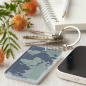 Blaue LeinenWeltkarte Schlüsselanhänger (Vorderseite rechts)