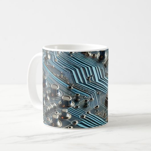 Blaue Leiterplatte Kaffeetasse (Vorderseite Links)