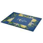 Blaue Lemon-Mittelmeer-Monogramm Schneidebrett (Ecke)