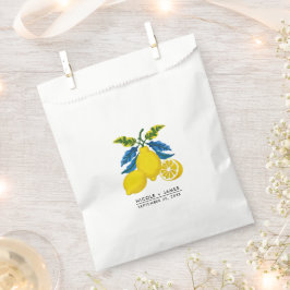 Blaue Lemon Wasserfarbe Mittelmeer Hochzeit Geschenktütchen