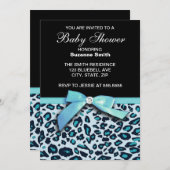 Blaue Leopard-Druck-Jungen-Babypartyeinladung Einladung (Vorne/Hinten)