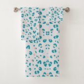 Blaue Leopard-Muster Badhandtuch Set (Insitu)