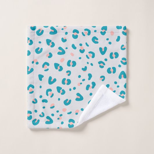 Blaue Leopard-Muster Badhandtuch Set (Waschlappen)