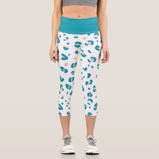Blaue Leopard-Muster Capri Leggings (Vorderseite)
