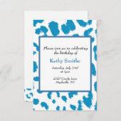 Blaue Leopard Muster Geburtstagsfeier Einladung (Vorne/Hinten)