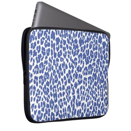 Blaue Leopard-Muster Laptopschutzhülle (Vorne Rechts)