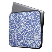 Blaue Leopard-Muster Laptopschutzhülle (Vorderseite Links)