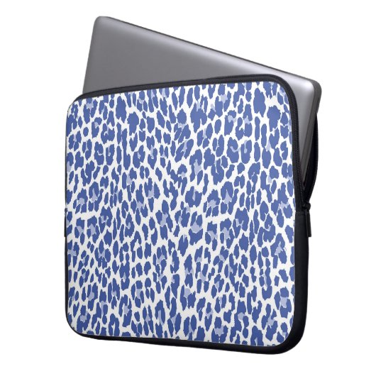 Blaue Leopard-Muster Laptopschutzhülle (Vorderseite Links)