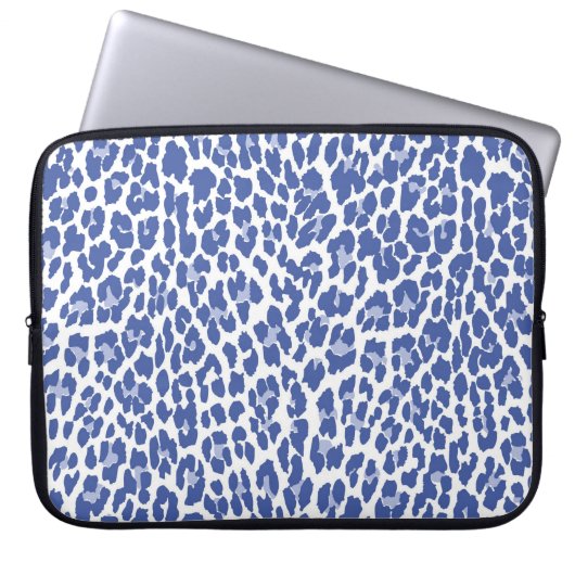 Blaue Leopard-Muster Laptopschutzhülle (Vorderseite)