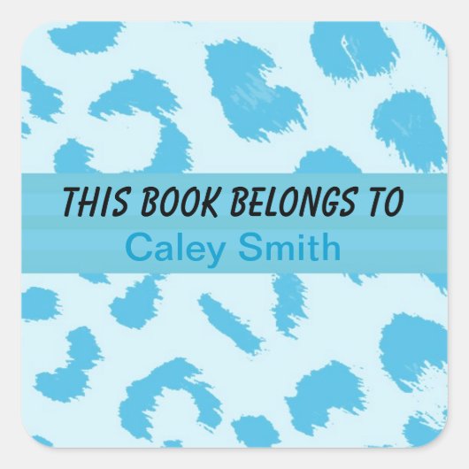 Blaue Leopard-Musterschrift Quadratischer Aufkleber (Vorderseite)