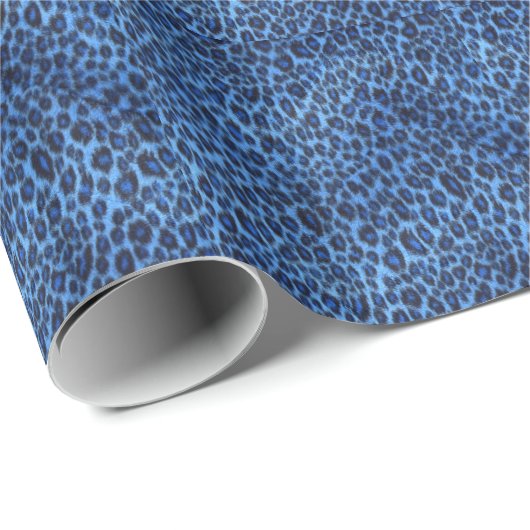 Blaue Leopard-Musterverpackungspapier Geschenkpapier (Rolleneckpunkt)