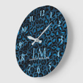 Blaue Leopard Personalisierte Moderne Wanduhr (Winkel)