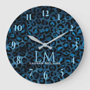 Blaue Leopard Personalisierte Moderne Wanduhr