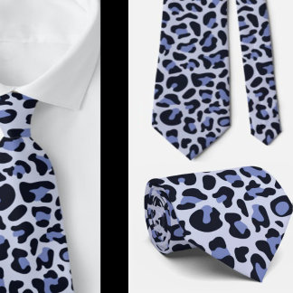 Blaue Leopard Print Trauzeugen Punk Rock Hochzeite Krawatte