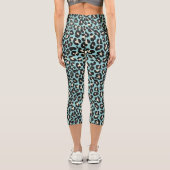 Blaue Leopard Rosettes Muster Capri Leggings (Rückseite)