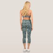Blaue Leopard Rosettes Muster Capri Leggings (Rückseite)