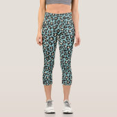 Blaue Leopard Rosettes Muster Capri Leggings (Vorderseite)