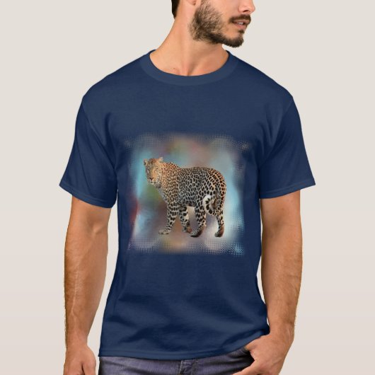 Blaue Leopard-Vorlage T-Shirt (Vorderseite)